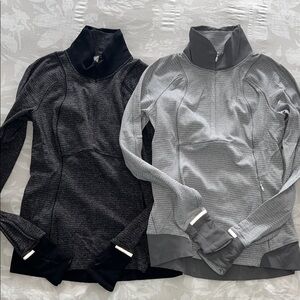 Bundle of Lululemon Women's Black and Gray 1/4 zips- Set of 2